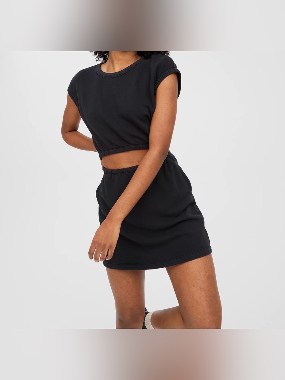 Aerie Offline Lounge Sporty Comfy Minimal Elevated Basic Cut Out Dress Black M